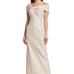 Rickie Freeman Teri Jon off the shoulder Metallic gallon